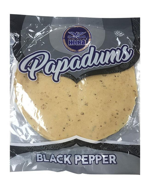 BLACK PEPPER PAPADUM 80X200G HEERA